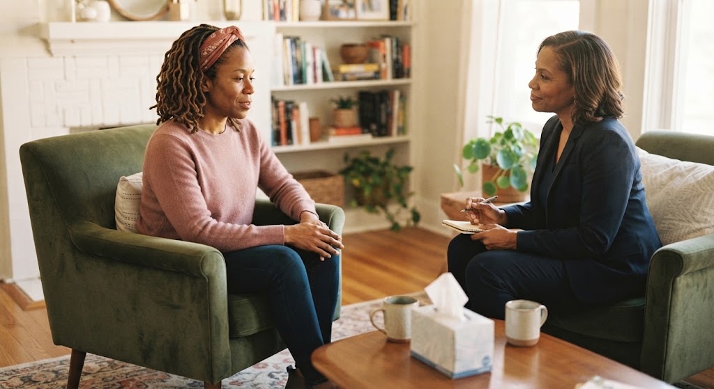 Therapist and client in a one-on-one empowerment counseling session